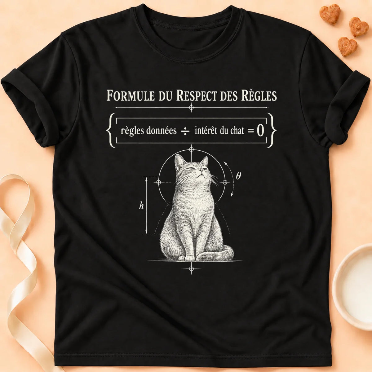 T-shirt chat Patoume – T-shirt Formule du respect – Noir