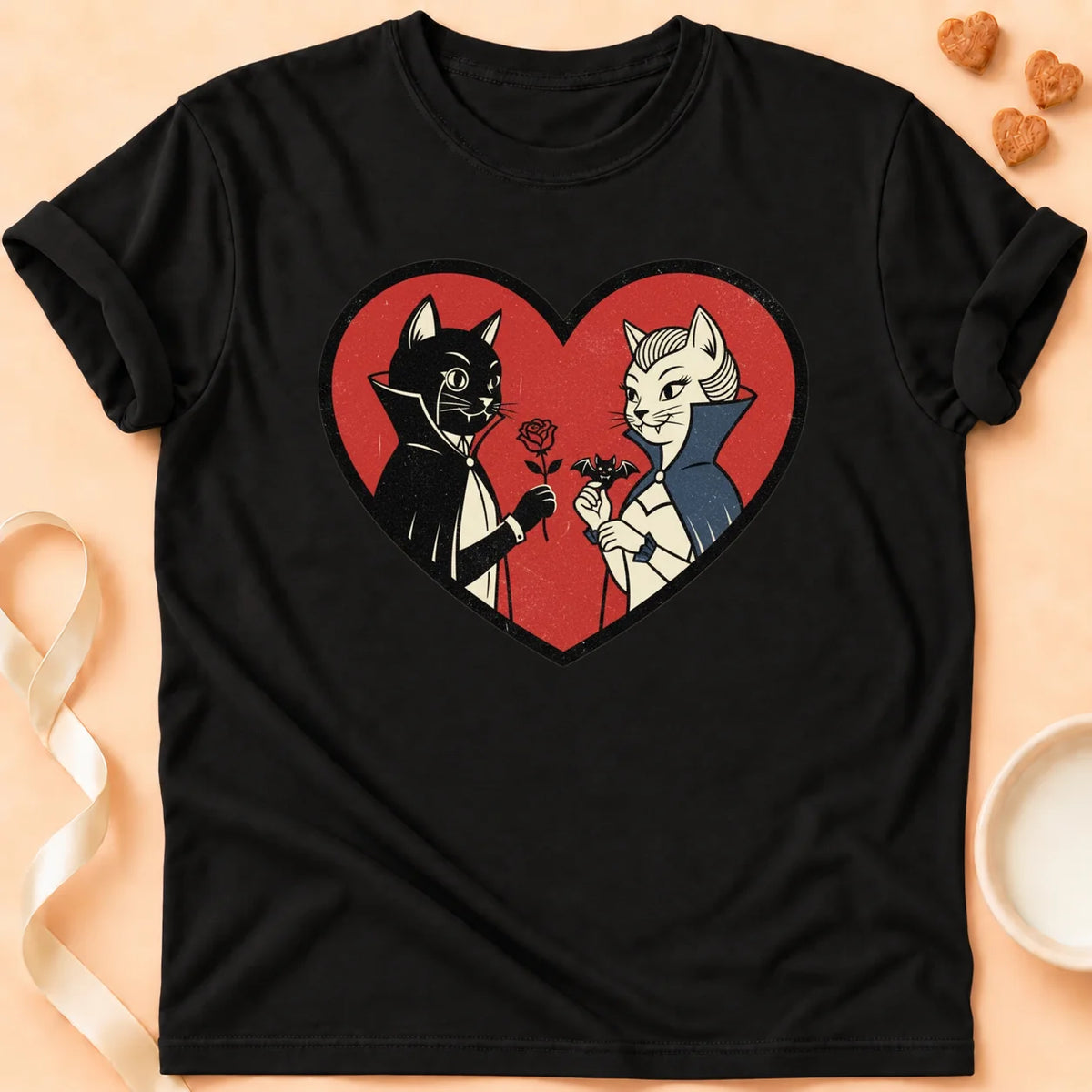 T-shirt chat Patoume – T-Shirt Dracula – Noir
