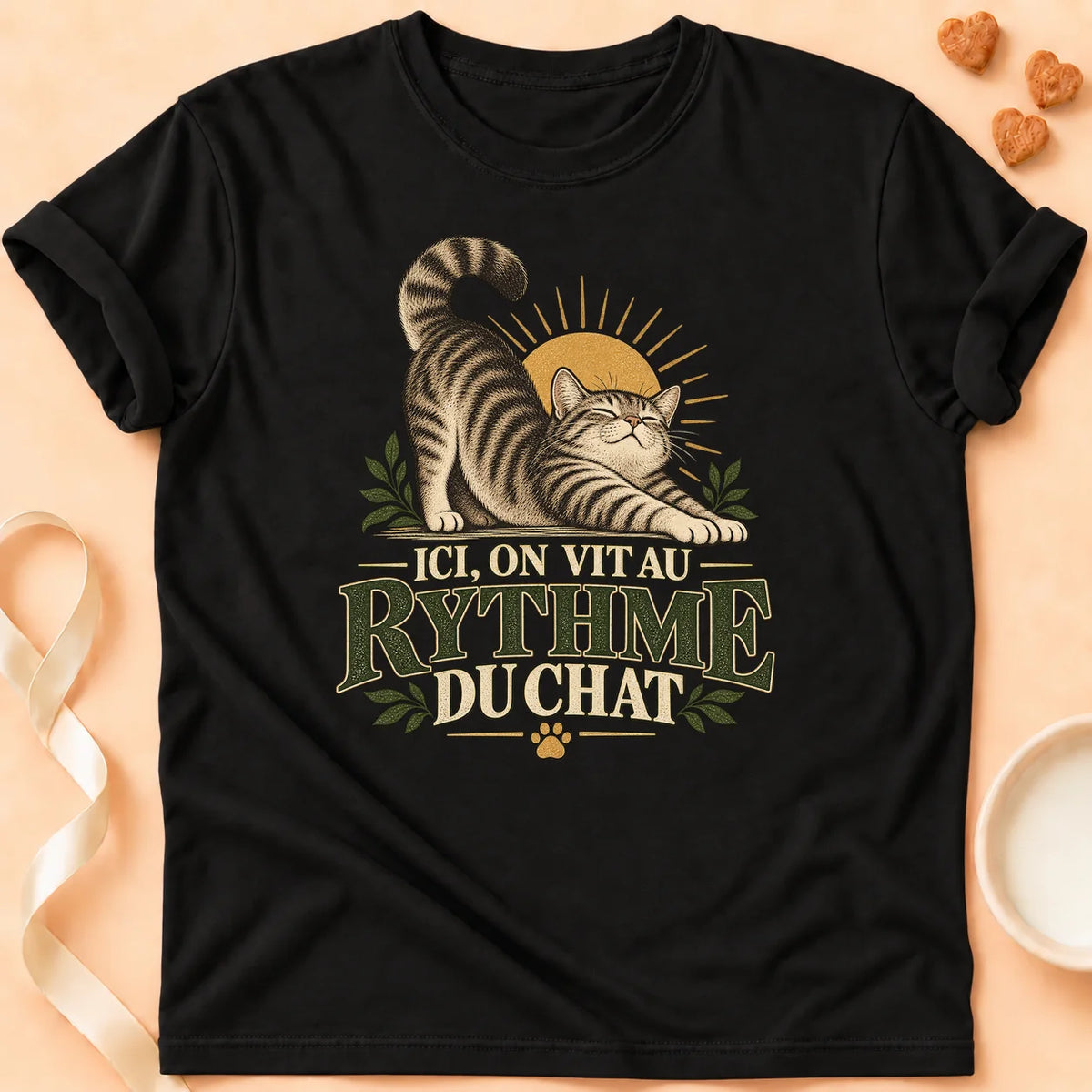 T-shirt chat Patoume – T-shirt Son rythme – Noir