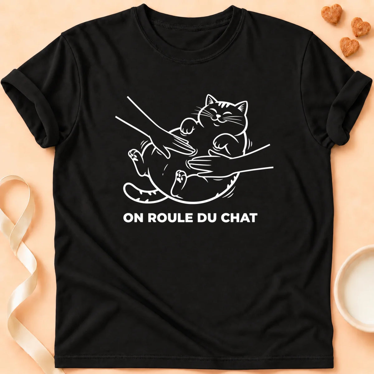 T-shirt chat Patoume – T-Shirt Farine – Noir