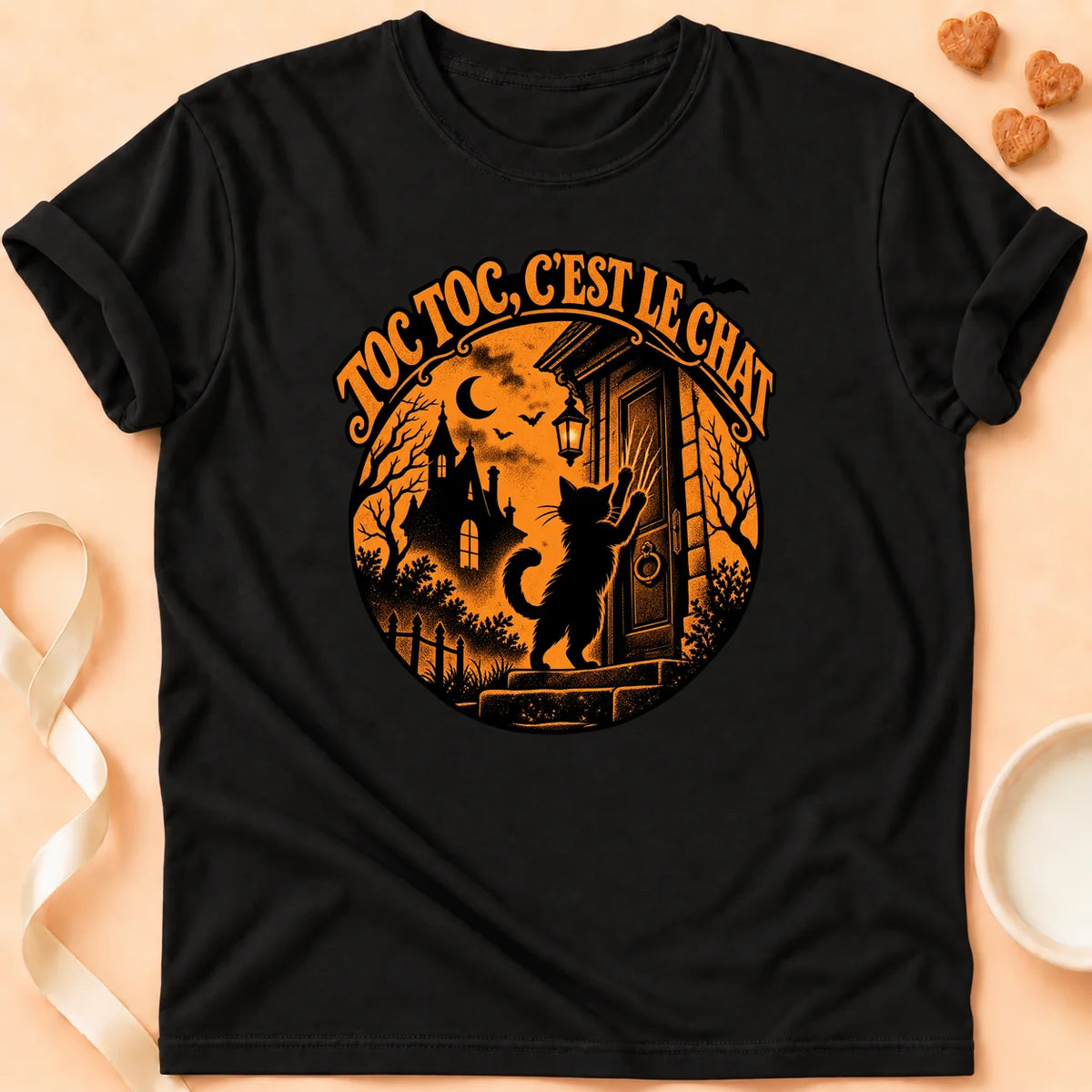 T-shirt chat Patoume – T-shirt Toc toc – Noir