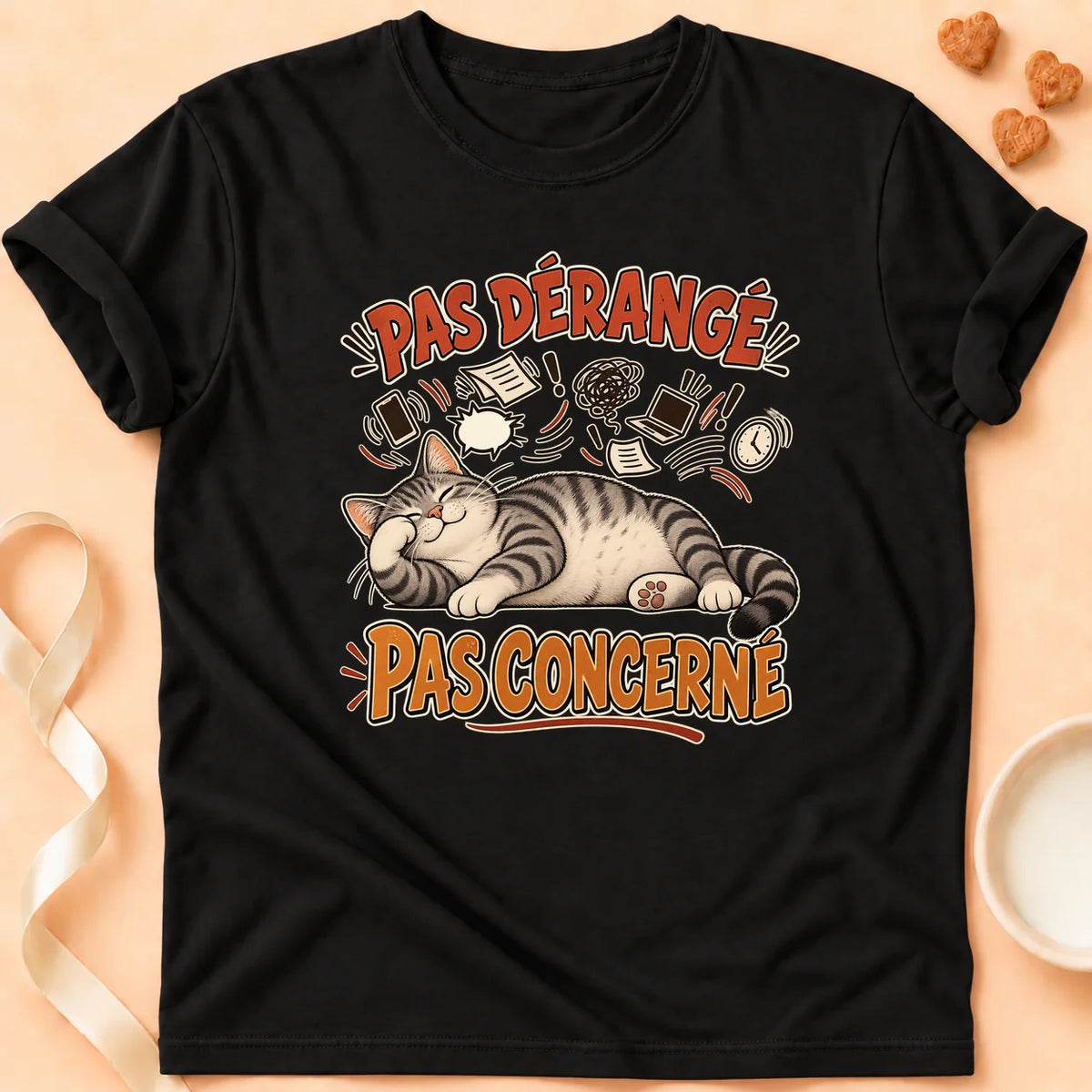 T-shirt chat Patoume – T-shirt Pas concerné – Noir