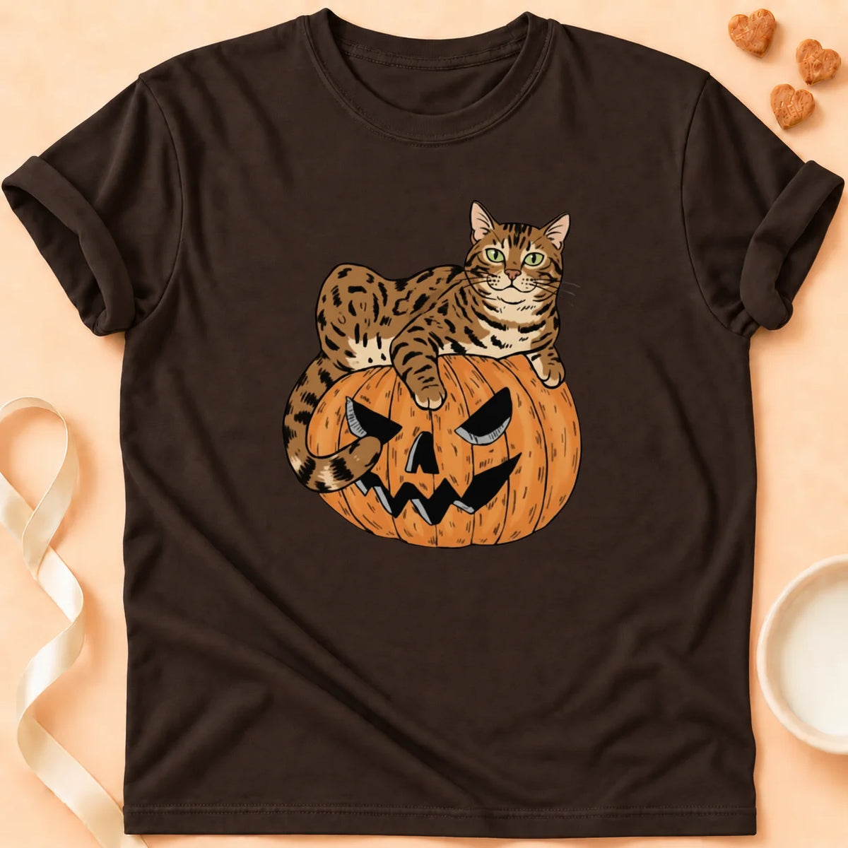 T-shirt chat Patoume – T-Shirt HalloBen – Chocolat