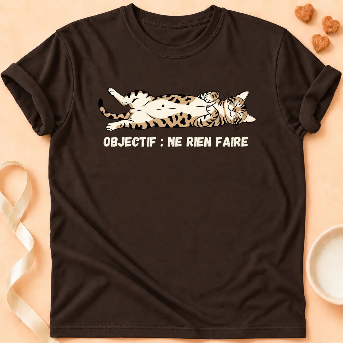 T-shirt chat Patoume – T-Shirt Objectif – Chocolat