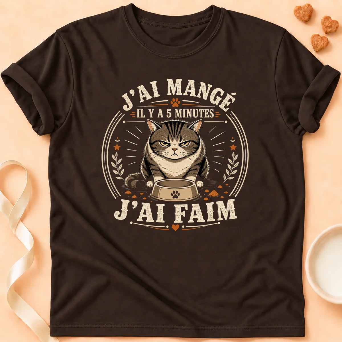T-shirt chat Patoume – T-Shirt Faim – Chocolat