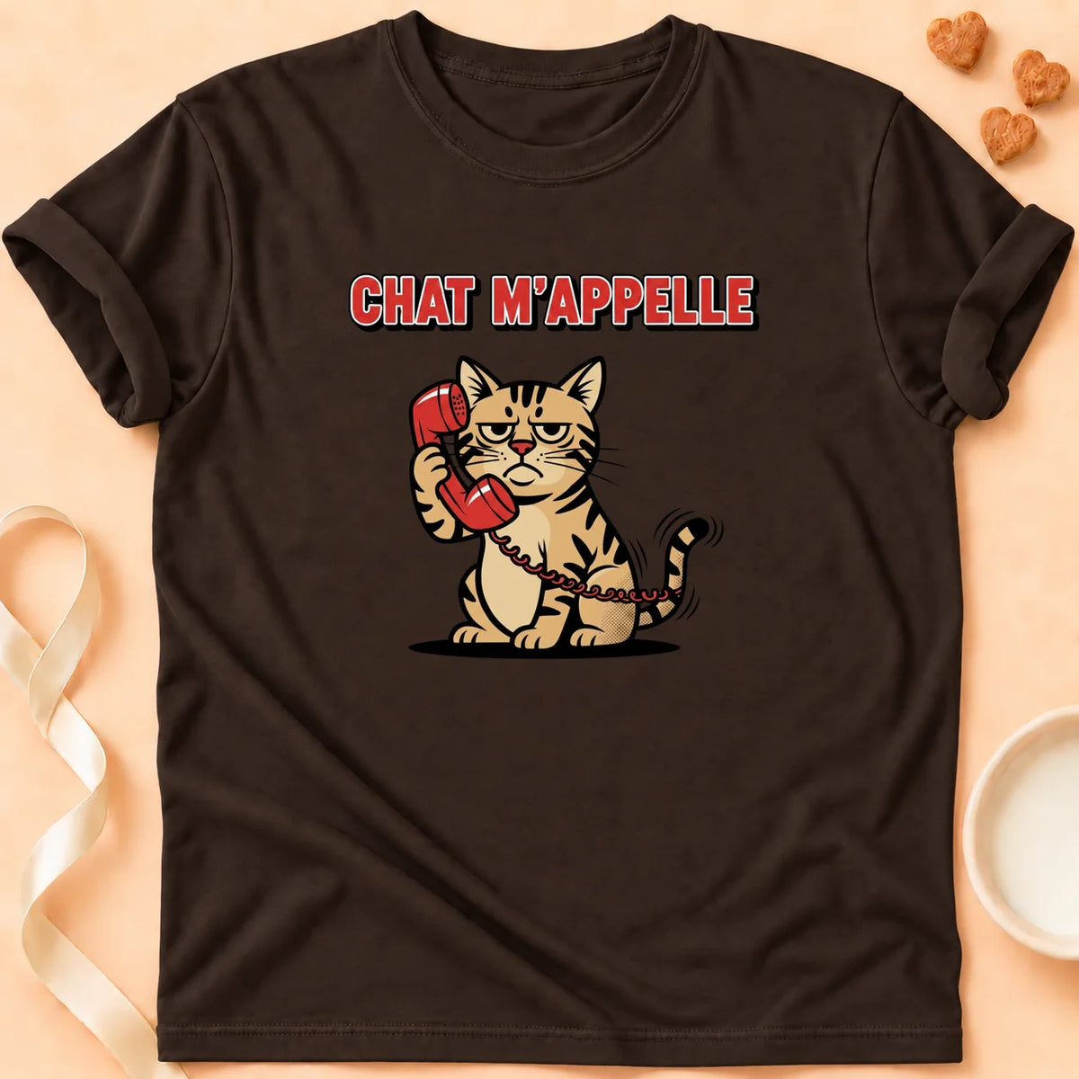 T-shirt chat Patoume – T-Shirt Appel – Chocolat