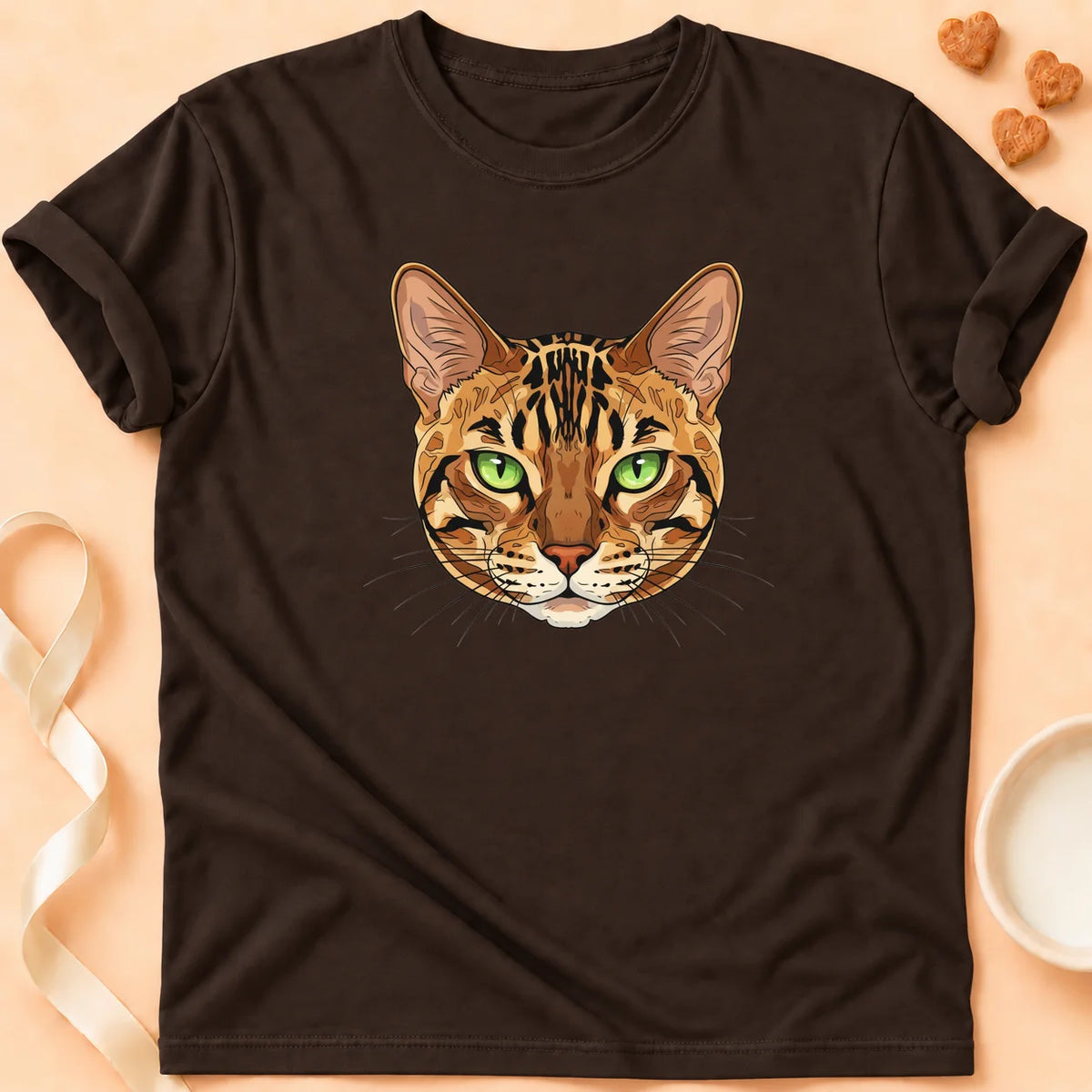 T-shirt chat Patoume – T-Shirt Mini Visage – Chocolat
