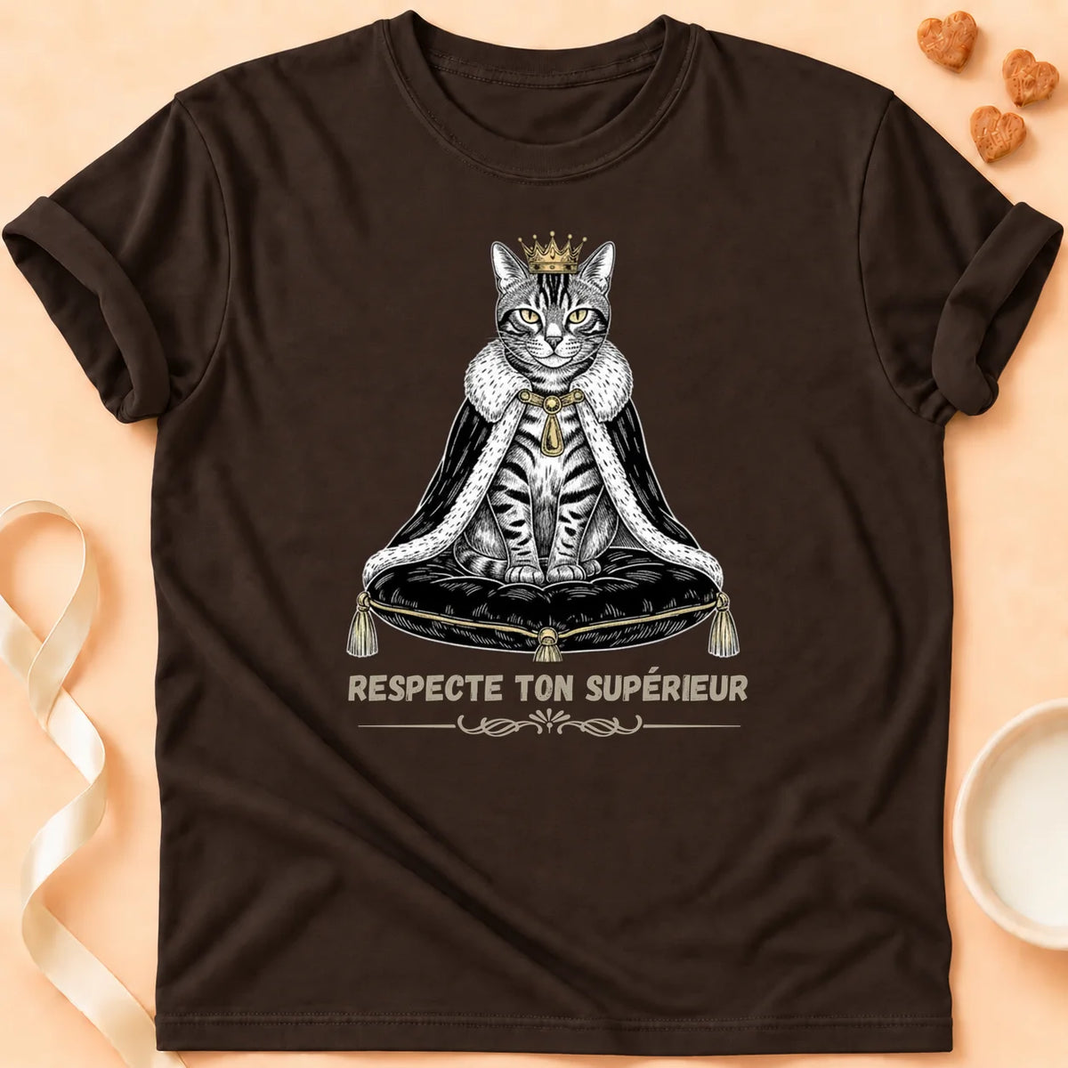 T-shirt chat Patoume – T-Shirt Royal – Chocolat