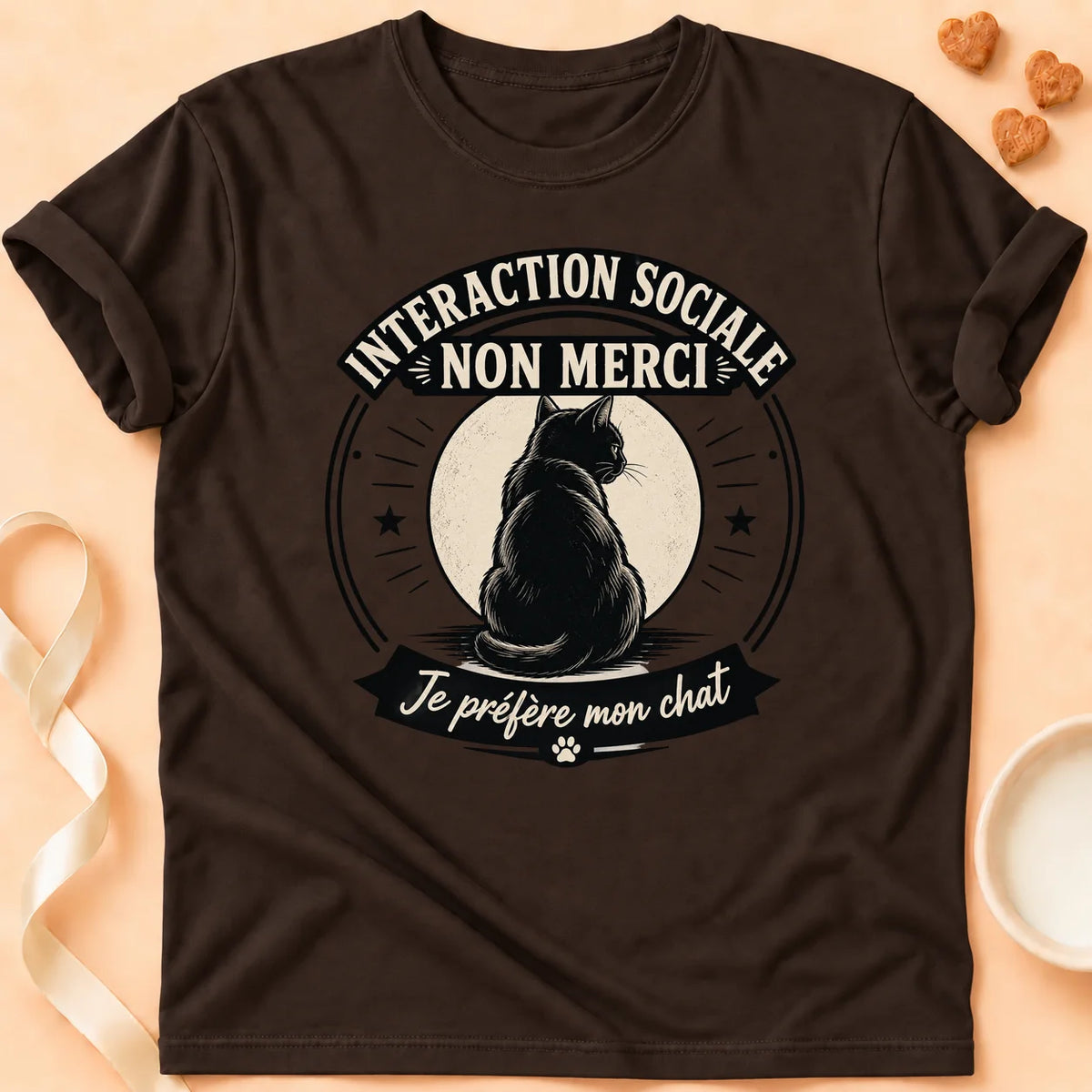 T-shirt chat Patoume – T-Shirt AntiSocial – Chocolat