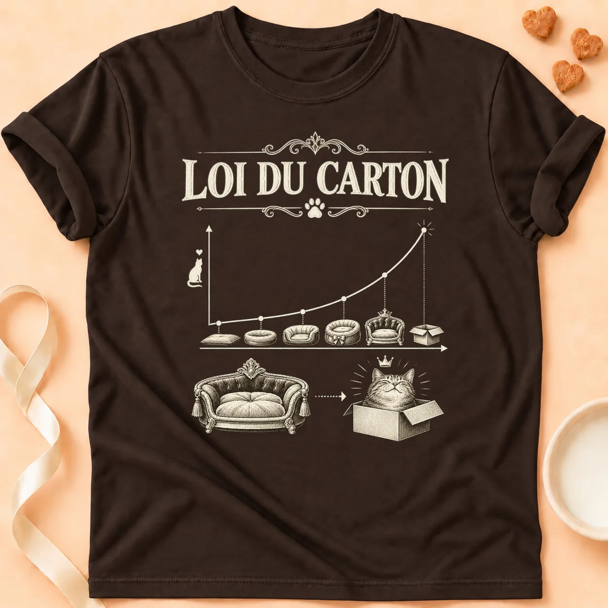 T-shirt chat Patoume – T-shirt Loi du Carton – Chocolat