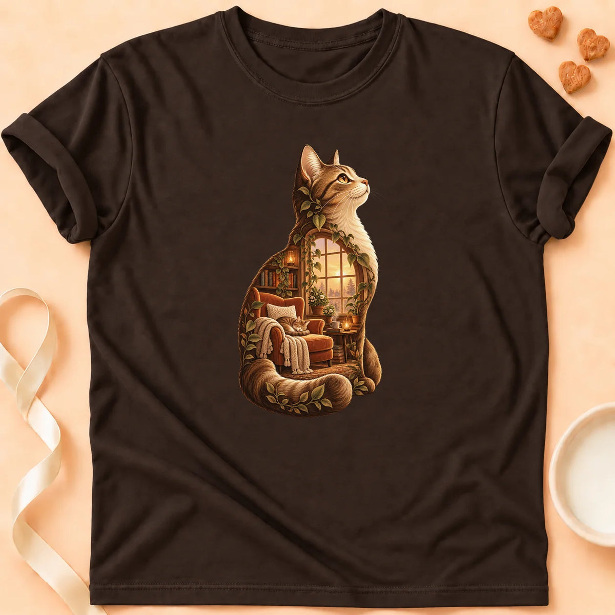 T-shirt chat Patoume – T-shirt Sérénitude – Chocolat
