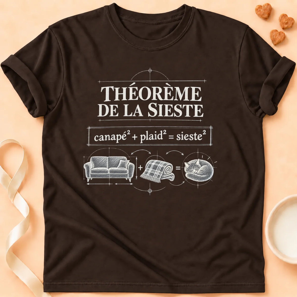 T-shirt chat Patoume – T-shirt Théorème sieste – Chocolat