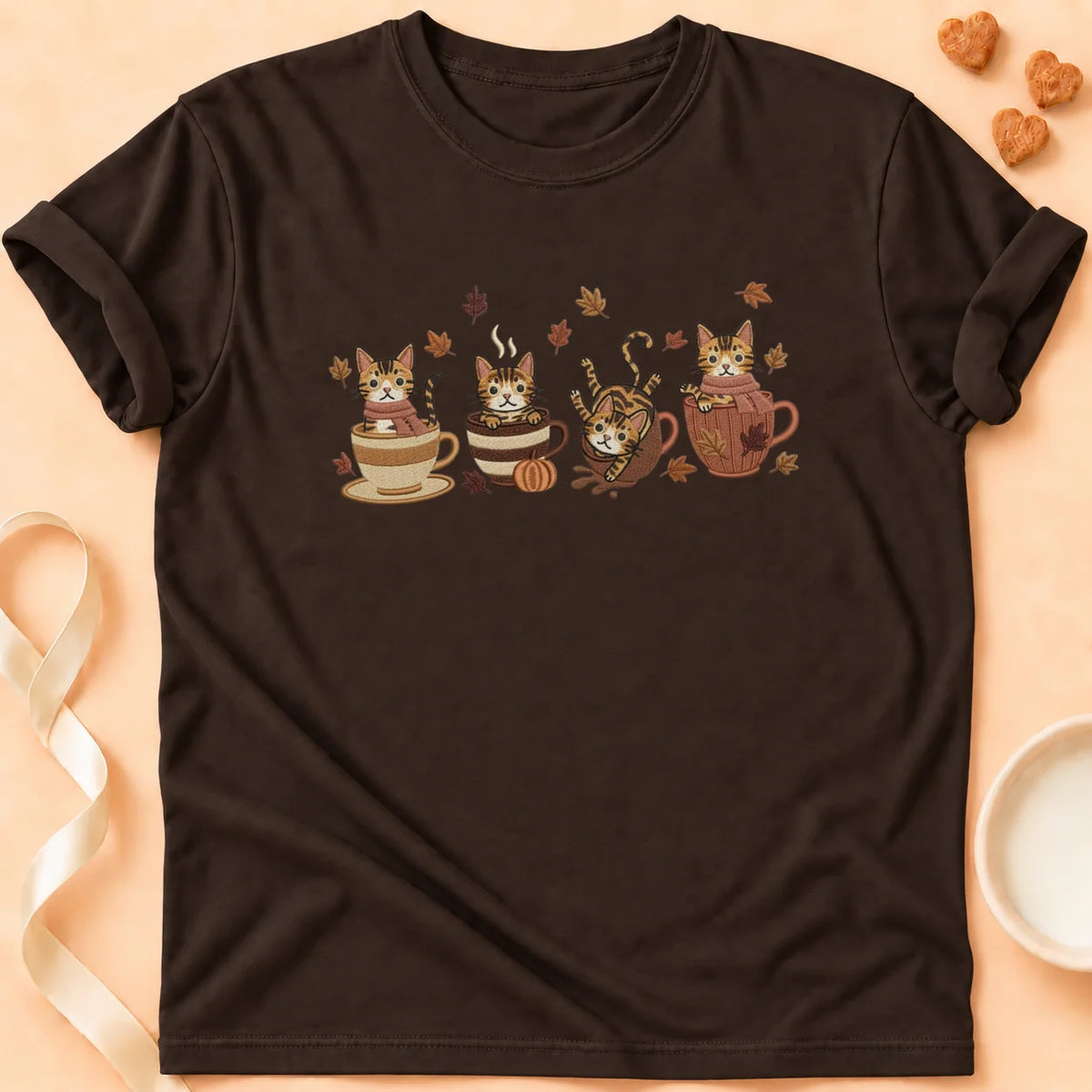 T-shirt chat Patoume – T-Shirt Automne – Chocolat