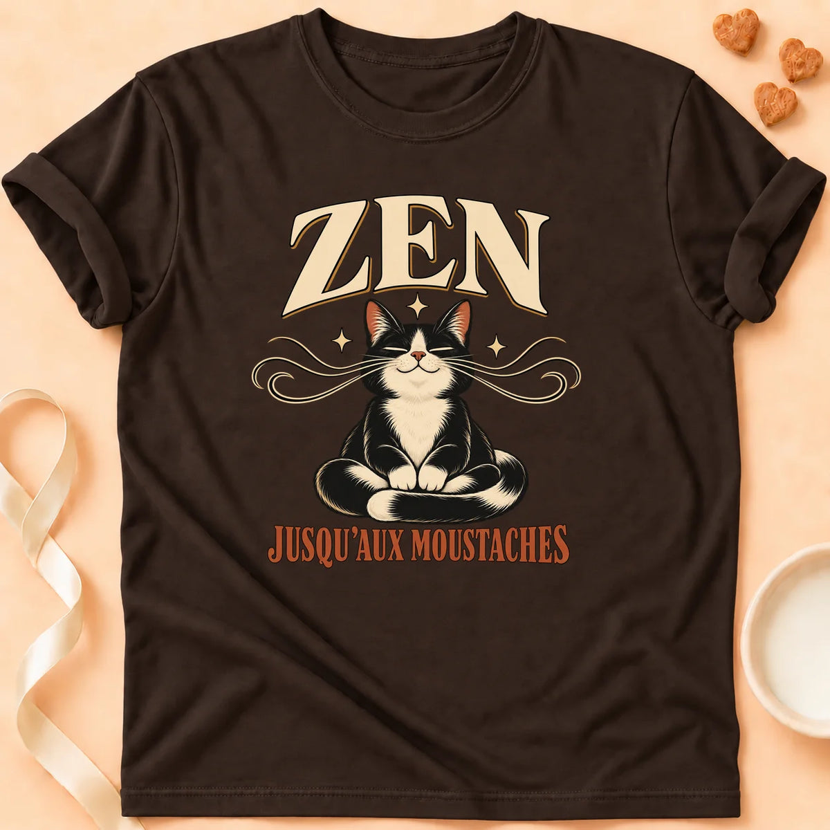 T-shirt chat Patoume – T-shirt Zen – Chocolat