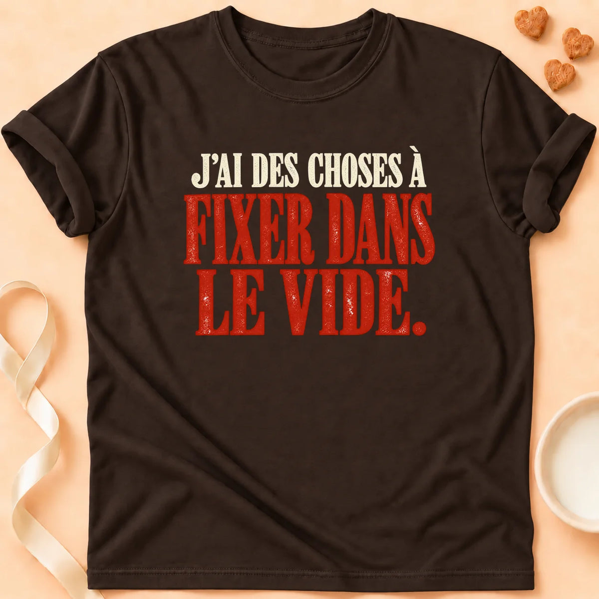 T-shirt chat Patoume – T-shirt Le vide – Chocolat