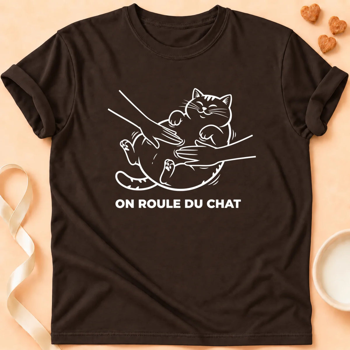T-shirt chat Patoume – T-Shirt Farine – Chocolat