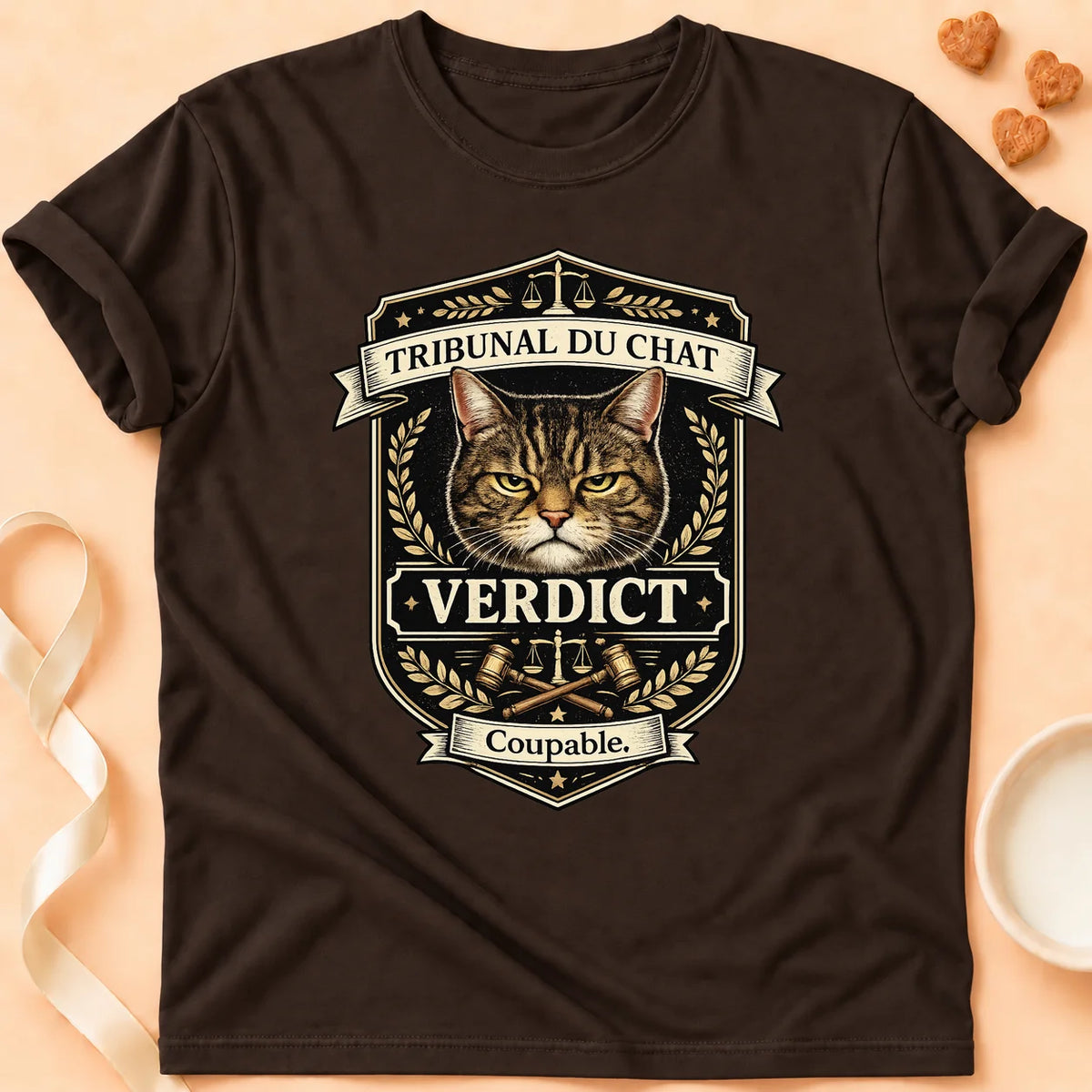 T-shirt chat Patoume – T-Shirt Tribunal – Chocolat
