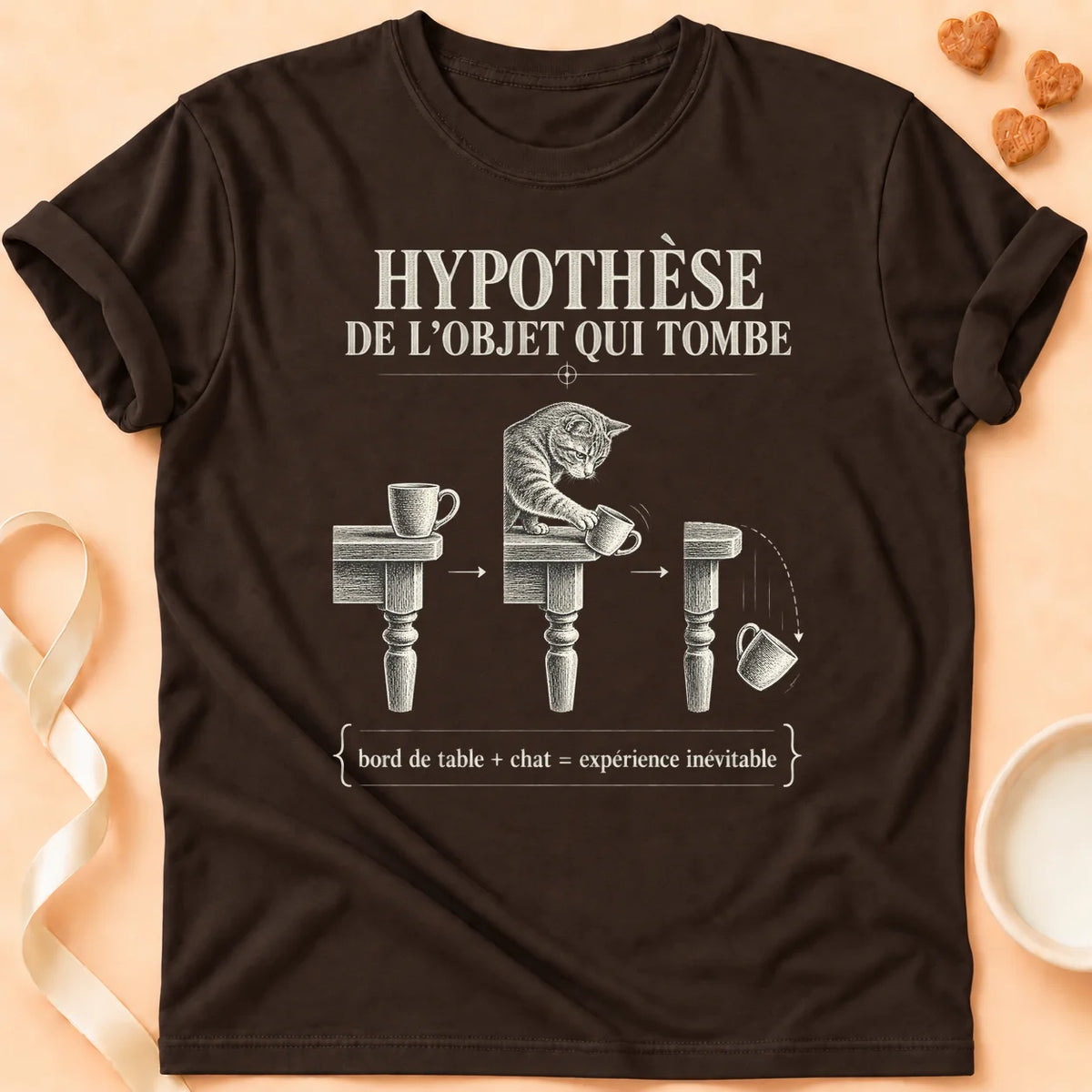 T-shirt chat Patoume – T-shirt Hypothèse de l’objet – Chocolat