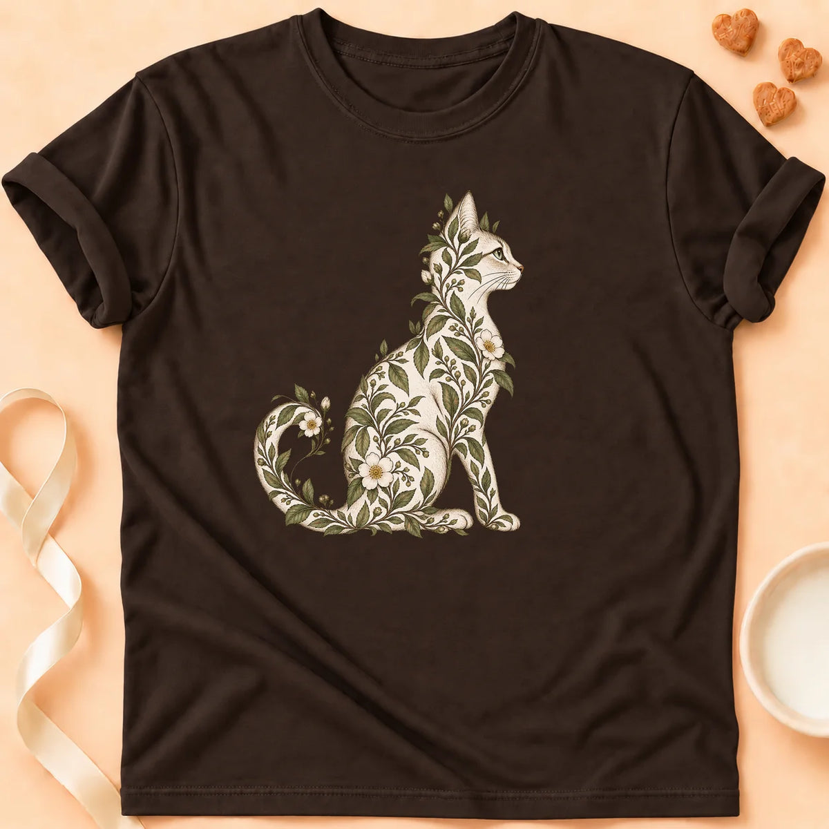 T-shirt chat Patoume – T-shirt Botanique – Chocolat