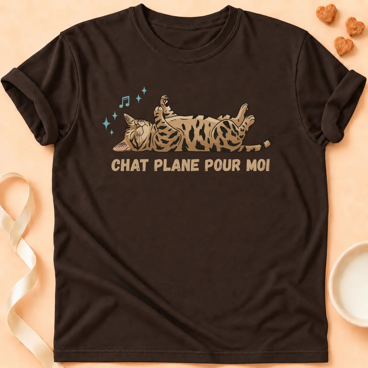 T-shirt chat Patoume – T-Shirt Plane – Chocolat