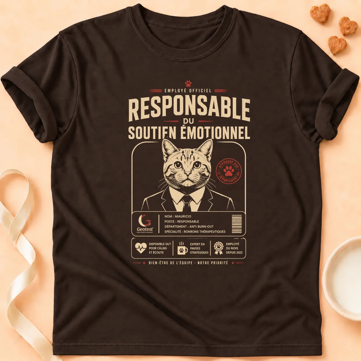 T-shirt chat Patoume – T-Shirt Soutien – Chocolat