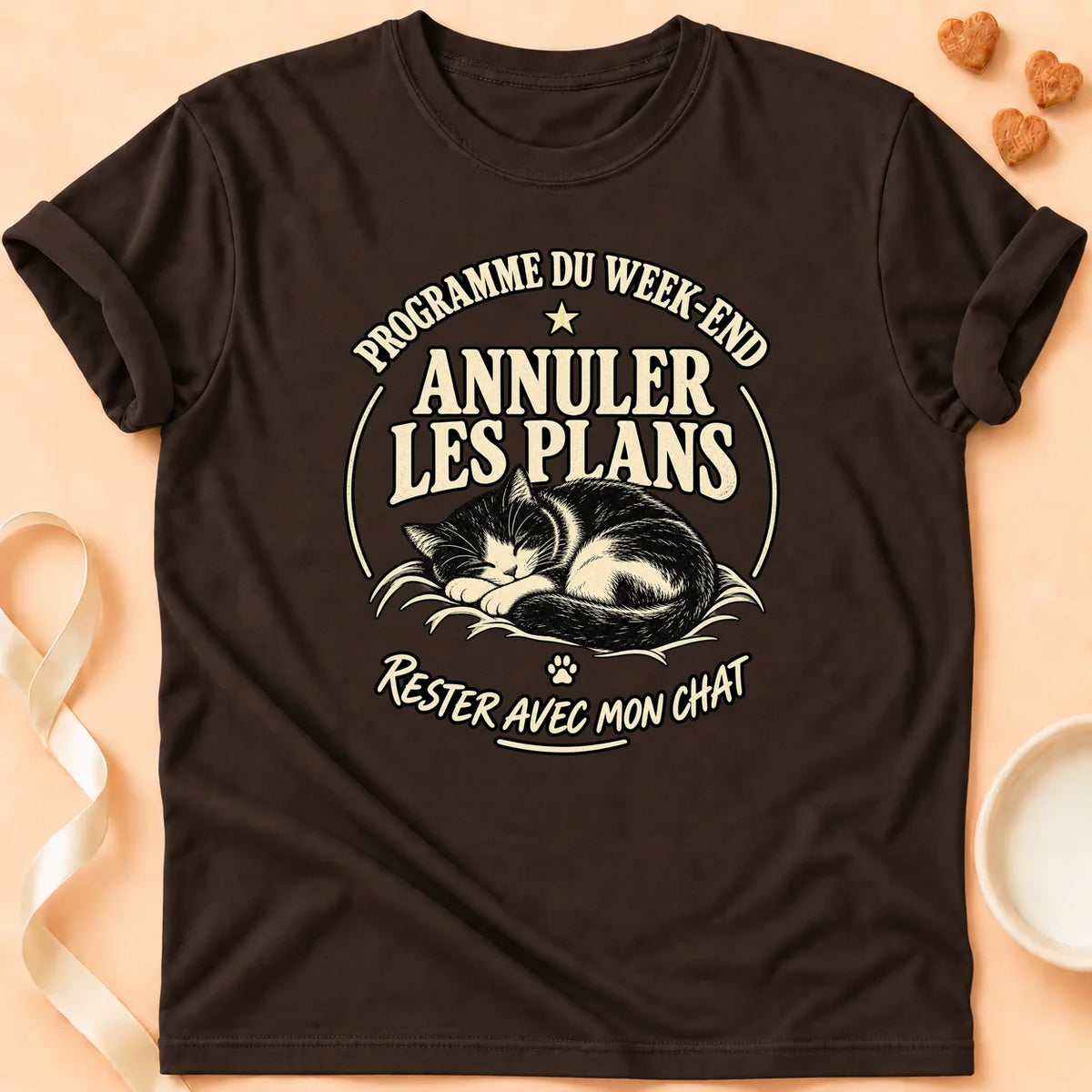 T-shirt chat Patoume – T-shirt Week end – Chocolat