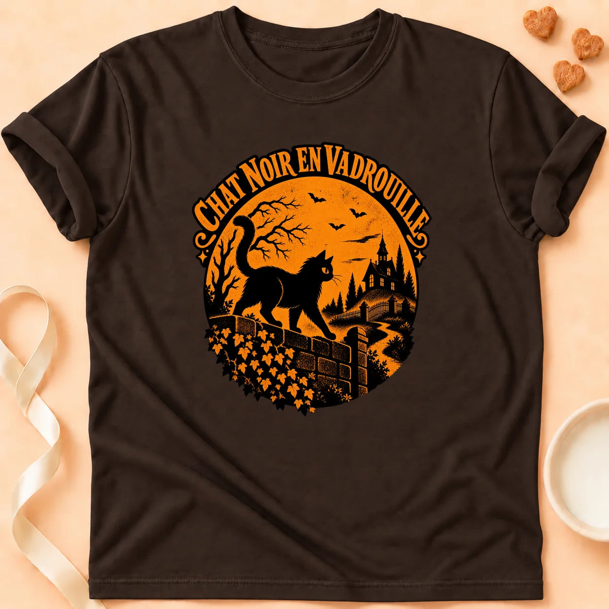 T-shirt chat Patoume – T-shirt En vadrouille – Chocolat