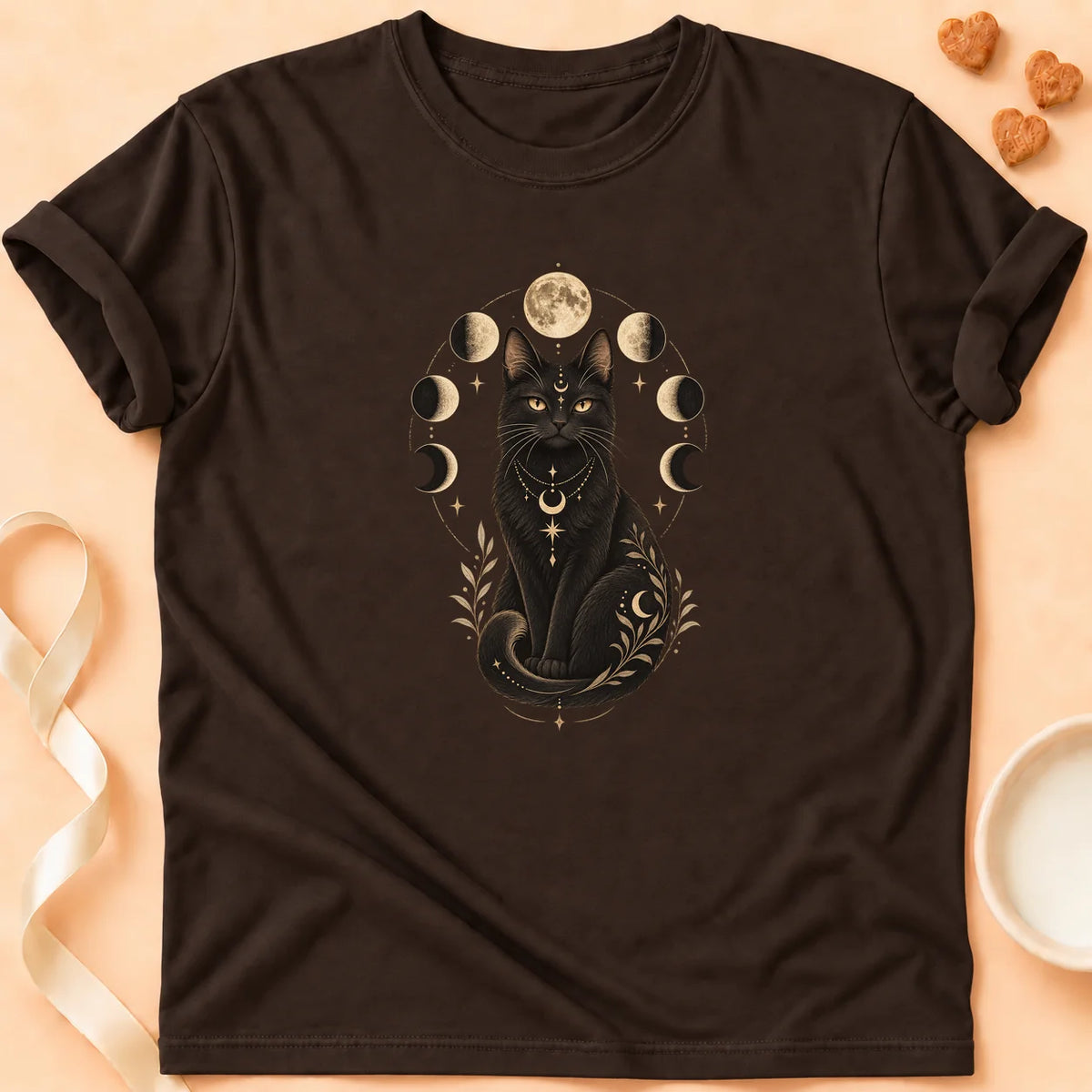 T-shirt chat Patoume – T-shirt Chat Lunaire – Chocolat