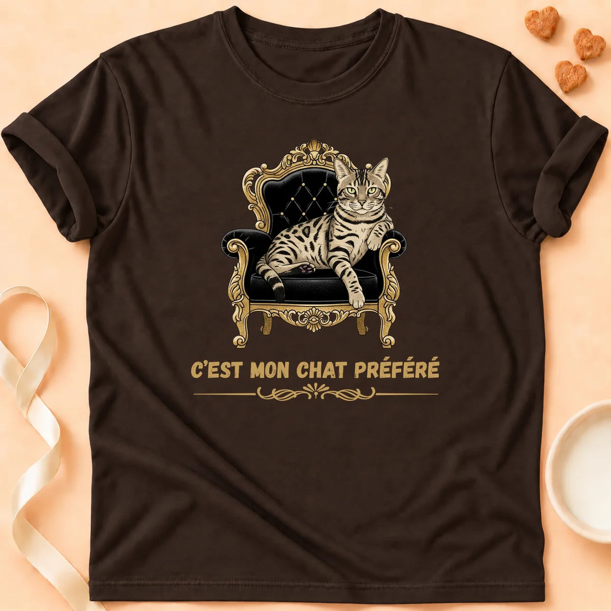 T-shirt chat Patoume – T-Shirt Préféré – Chocolat