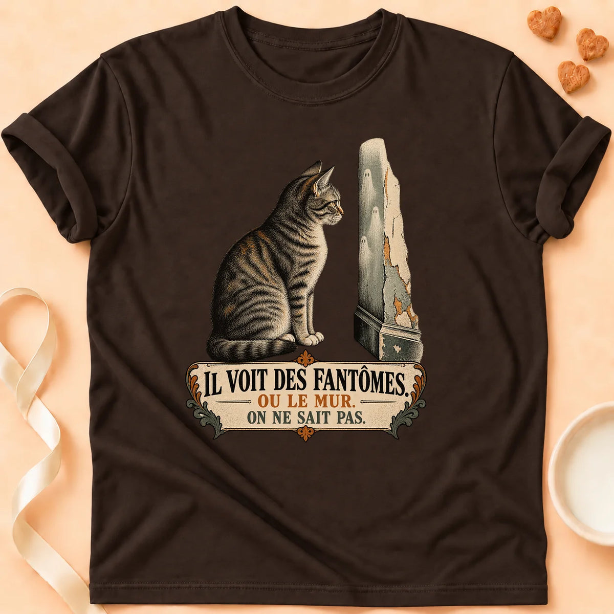 T-shirt chat Patoume – T-shirt Fantôme – Chocolat