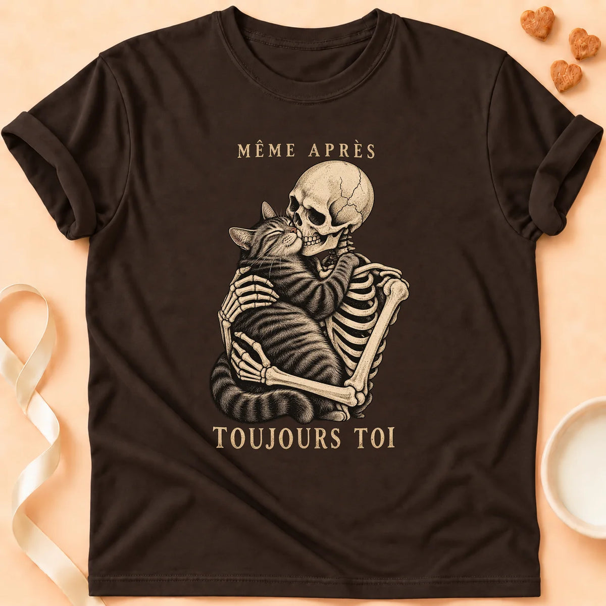 T-shirt chat Patoume – T-shirt Même après – Chocolat