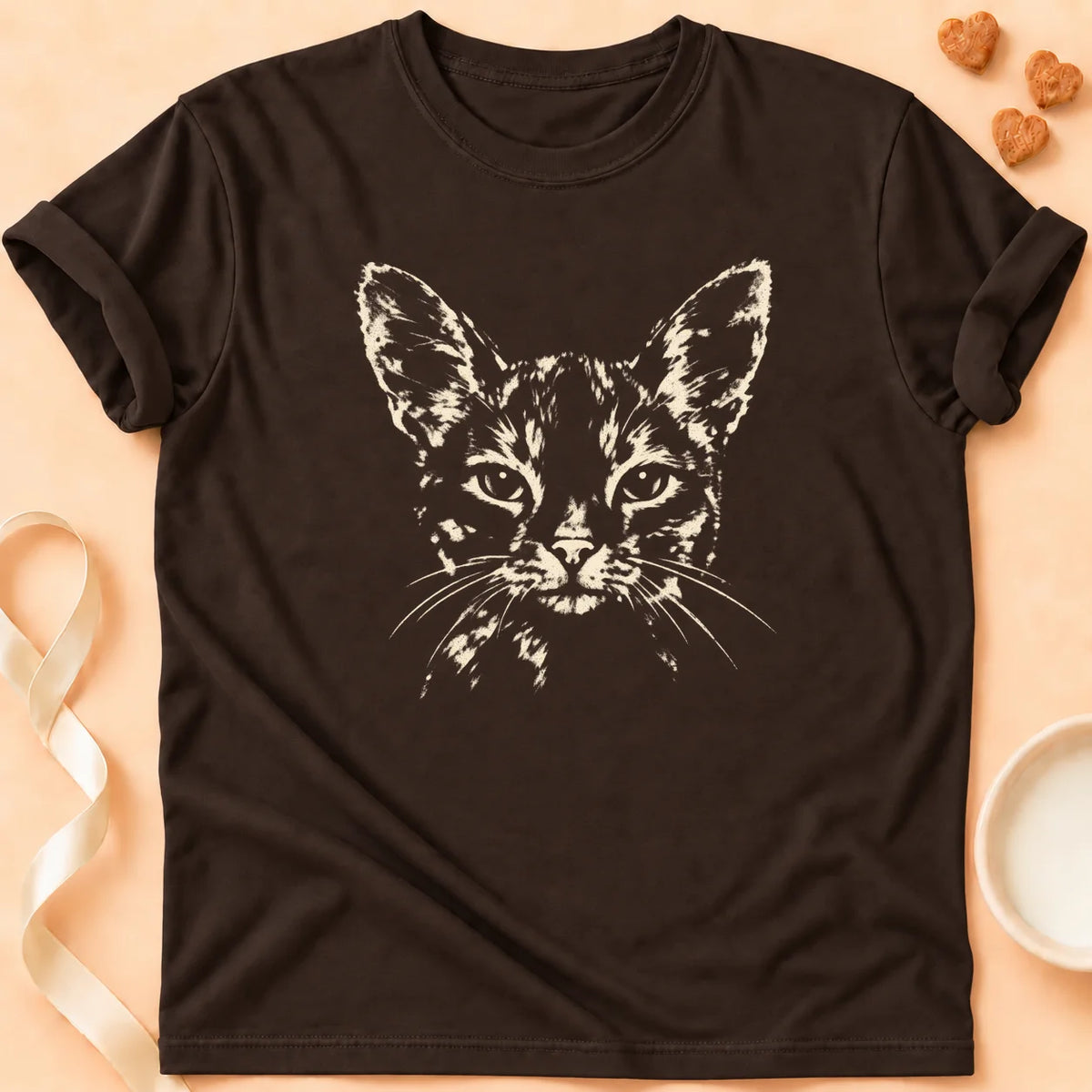 T-shirt chat Patoume – T-shirt Chat ghost – Chocolat