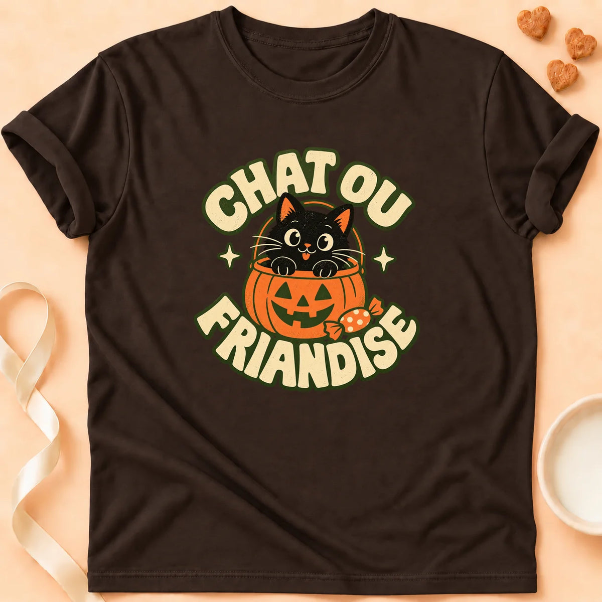 T-shirt chat Patoume – T-shirt Chat ou friandise – Chocolat