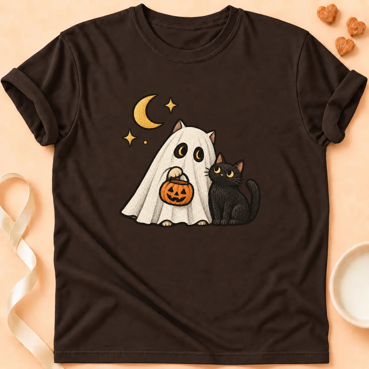 T-shirt chat Patoume – T-shirt Pas de peur – Chocolat