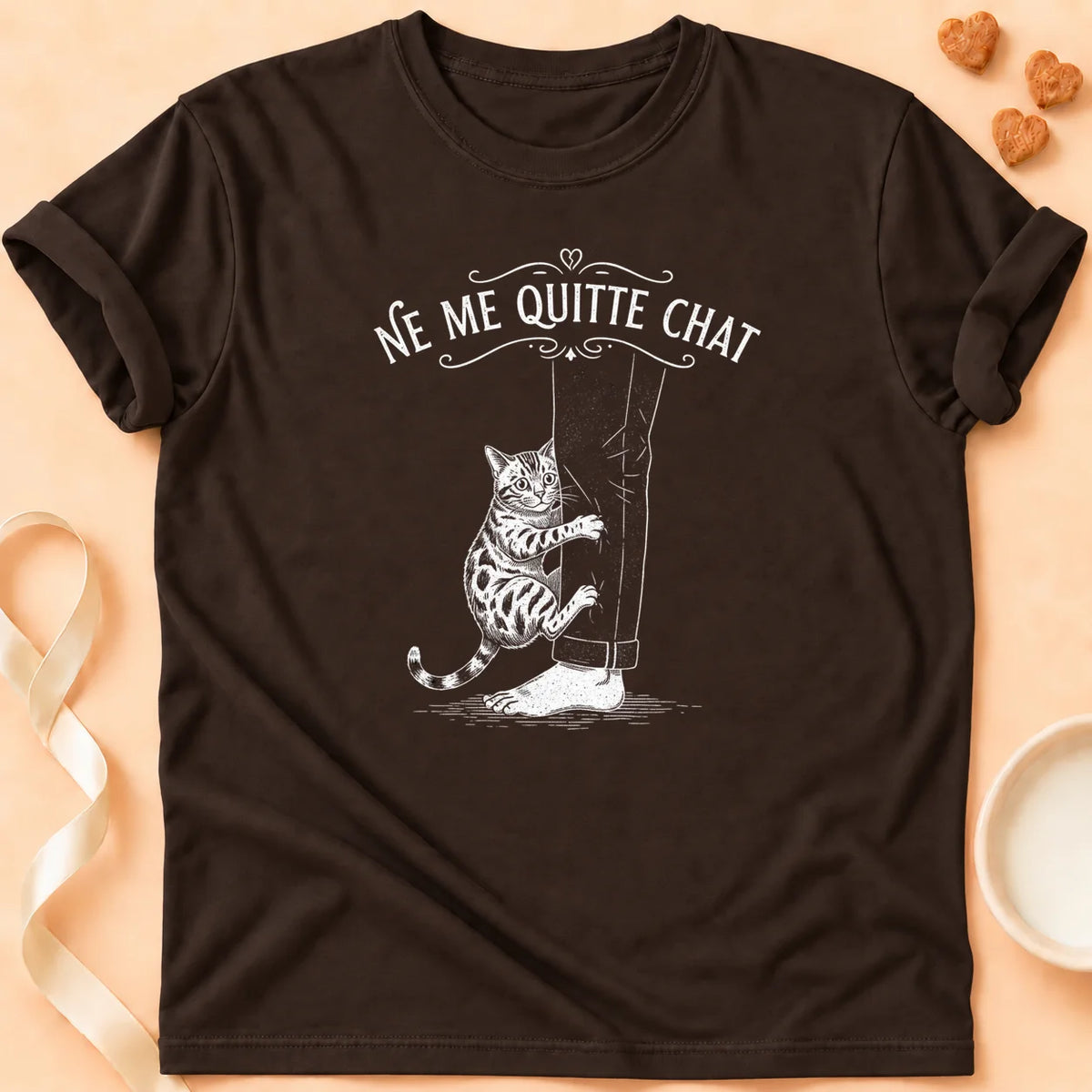 T-shirt chat Patoume – T-Shirt Quitter – Chocolat