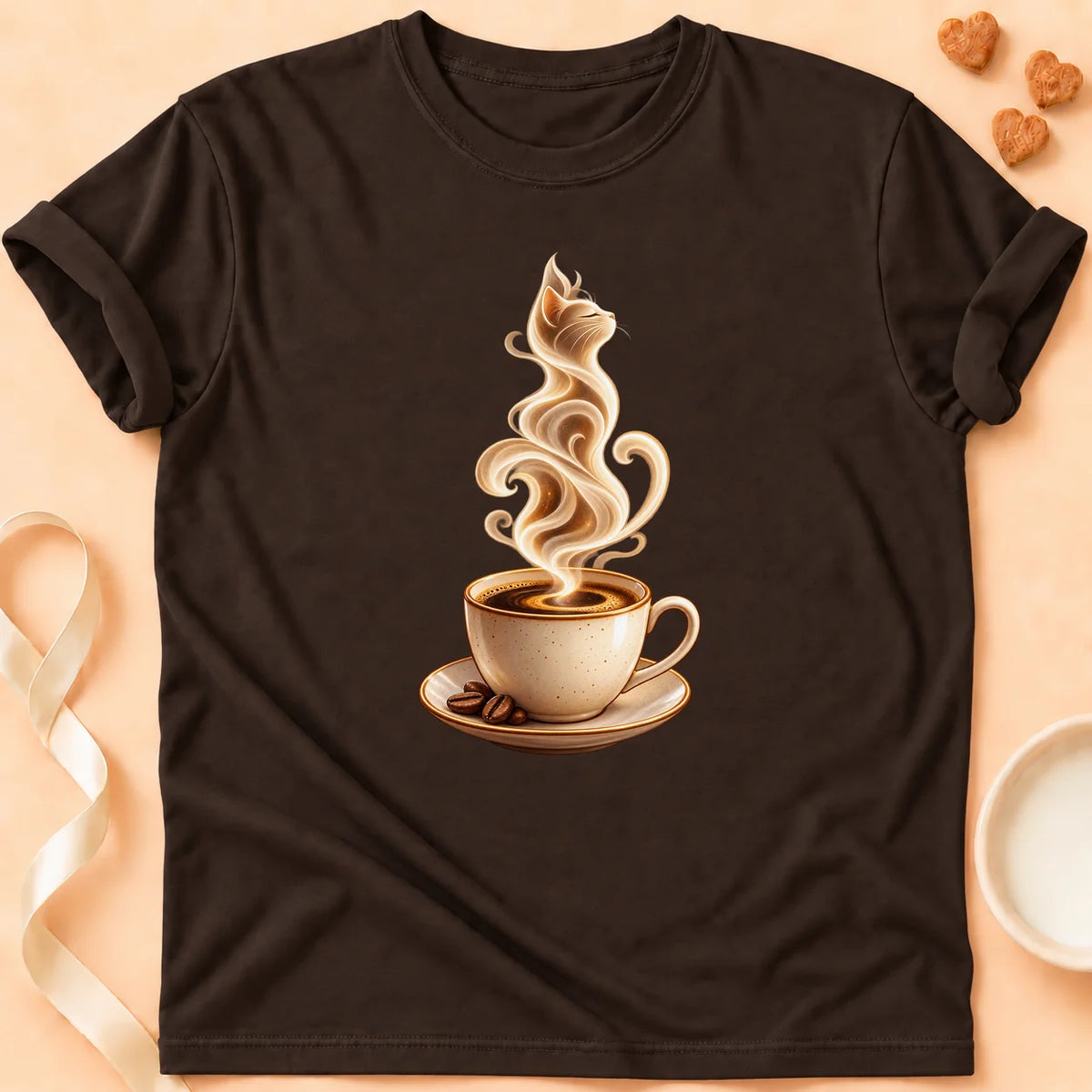 T-shirt chat Patoume – T-shirt Chat Café – Chocolat