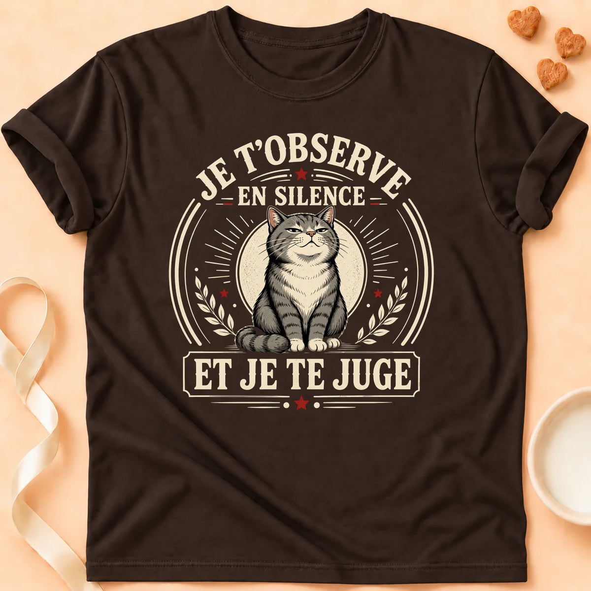 T-shirt chat Patoume – T-Shirt Jugement – Chocolat