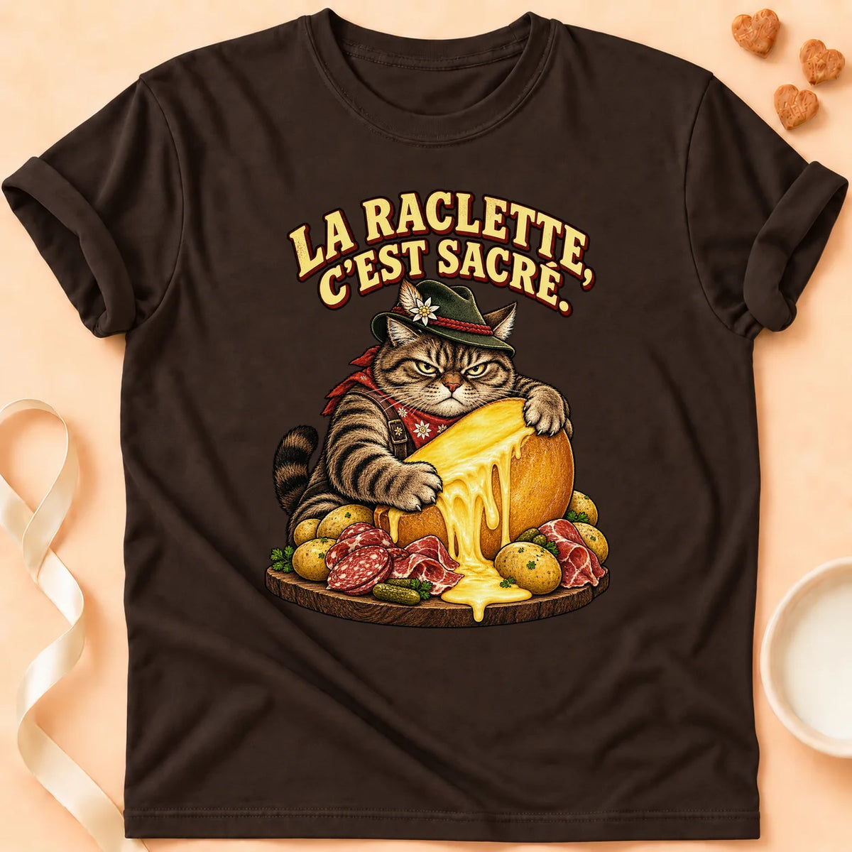 T-shirt chat Patoume – T-shirt Raclette – Chocolat