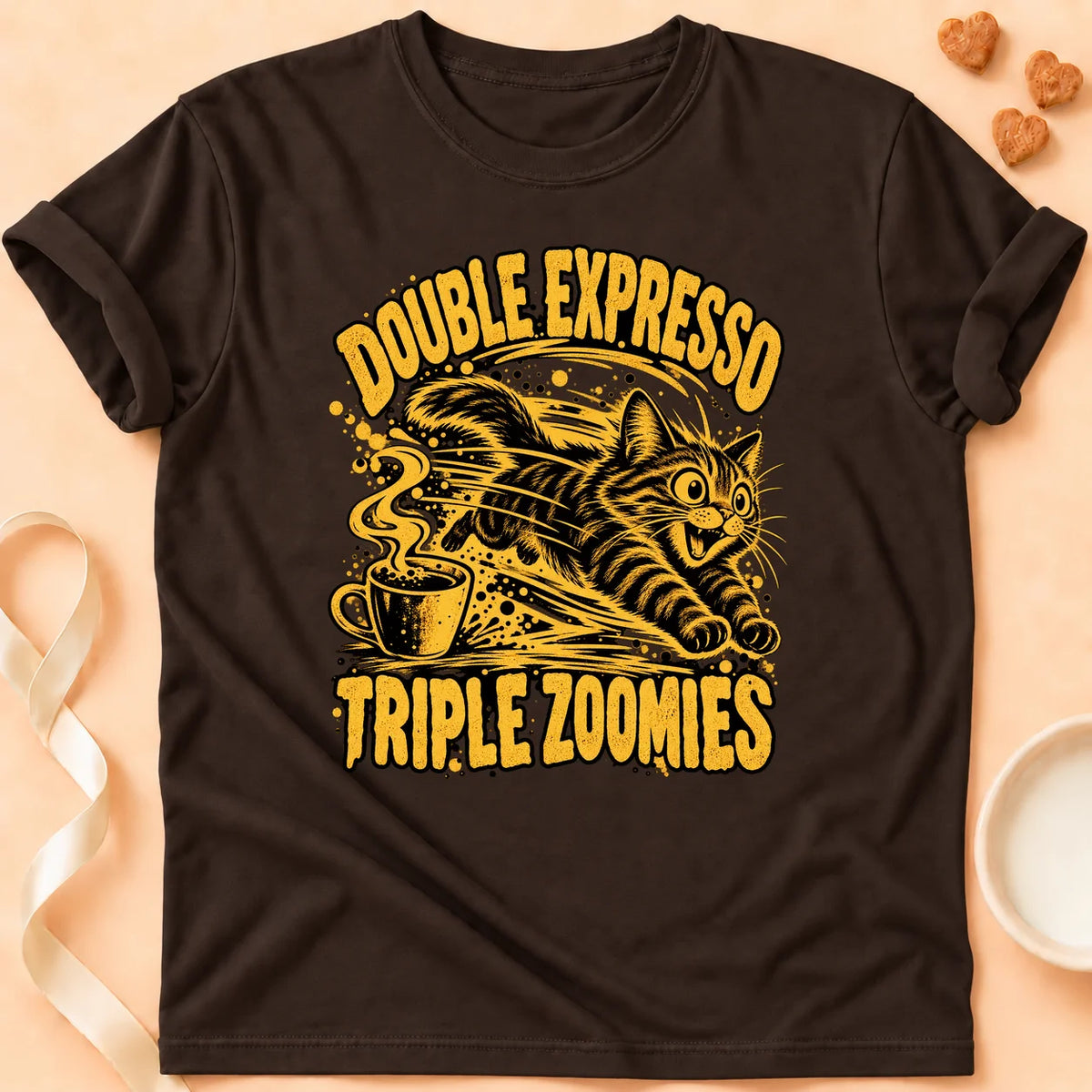 T-shirt chat Patoume – T-shirt Double expresso – Chocolat