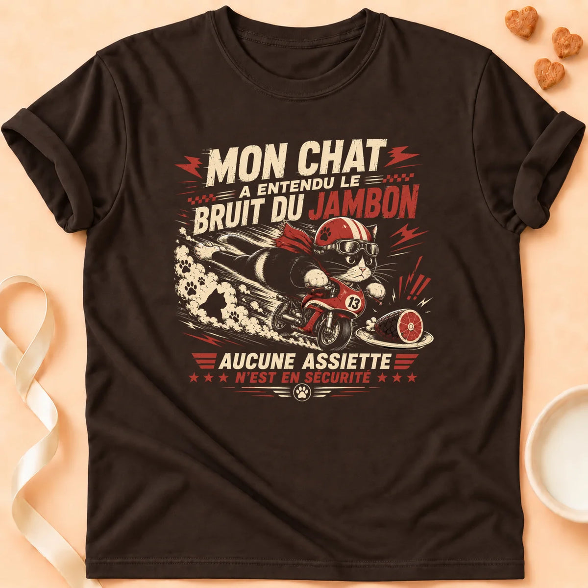 T-shirt chat Patoume – T-Shirt Jambon – Chocolat