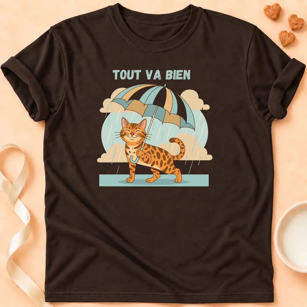 T-shirt chat Patoume – T-Shirt Bueno – Chocolat