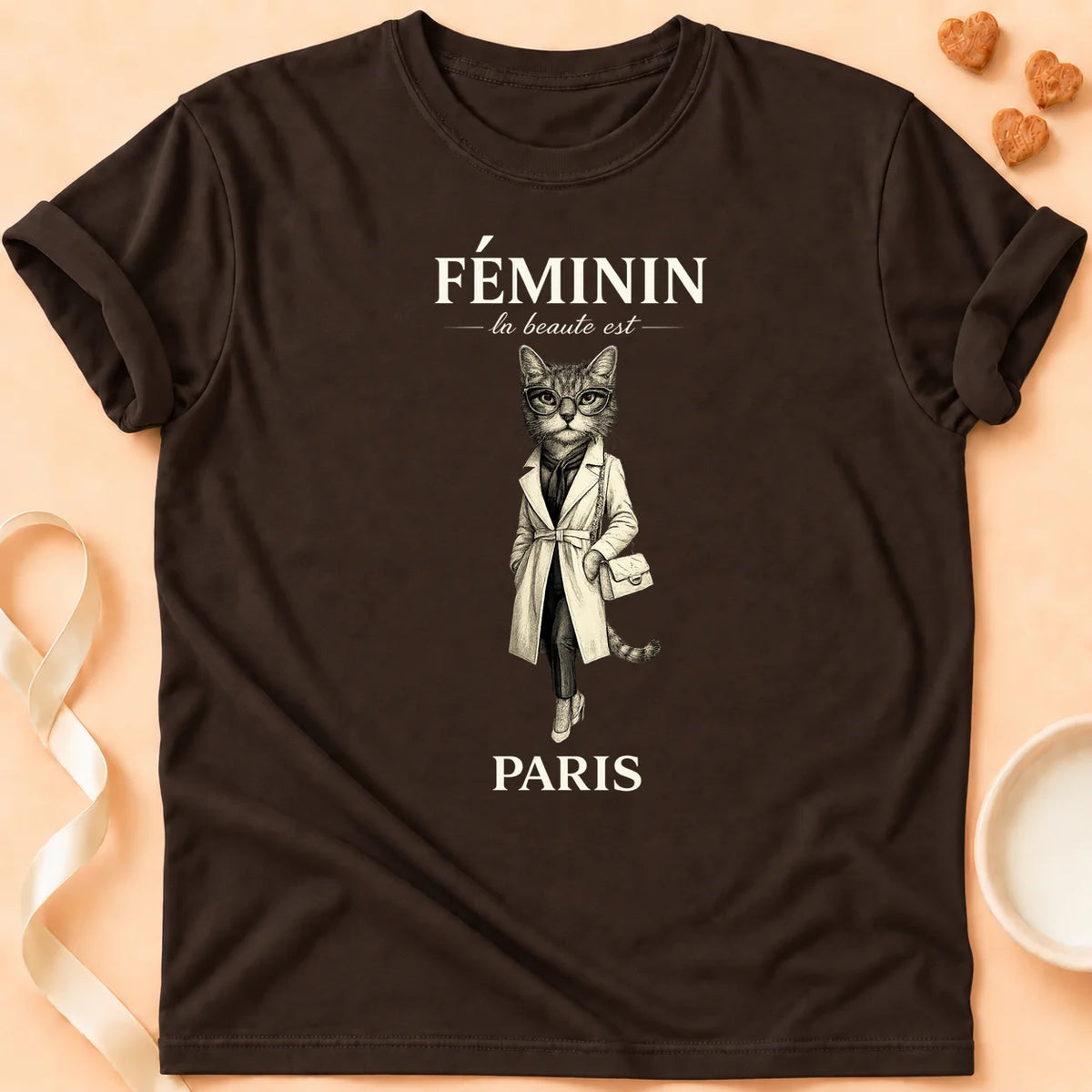 T-shirt chat Patoume – T-Shirt Chic – Chocolat
