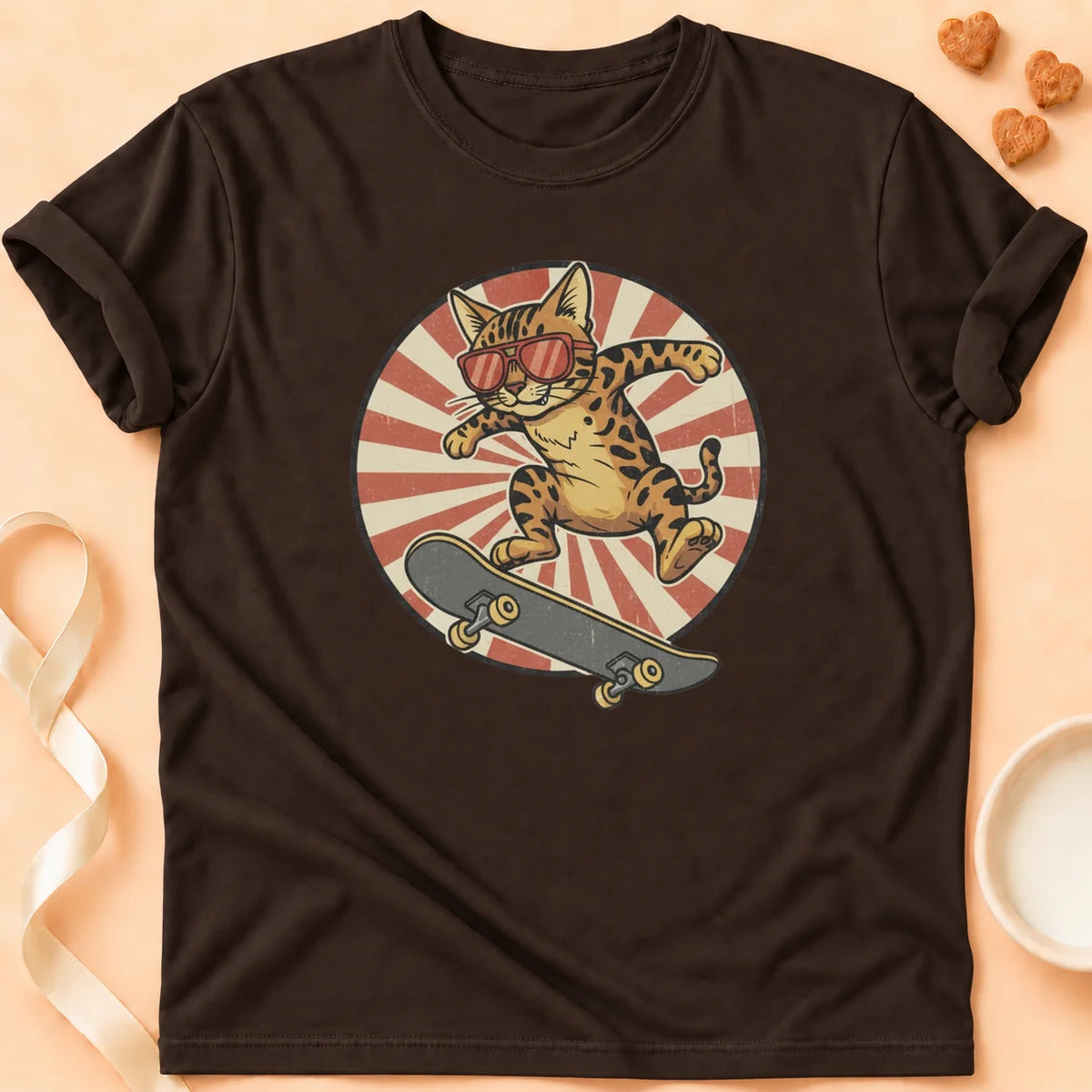 T-shirt chat Patoume – T-Shirt Skate – Chocolat