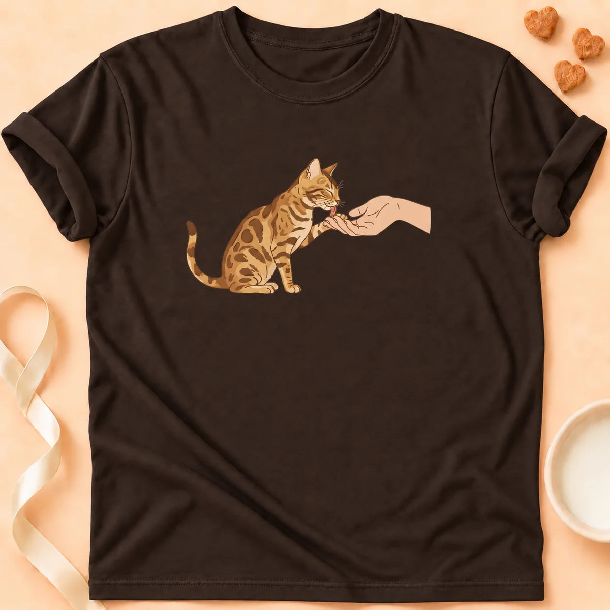 T-shirt chat Patoume – T-Shirt Lien – Chocolat