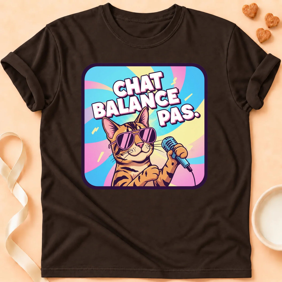 T-shirt chat Patoume – T-Shirt Balance – Chocolat
