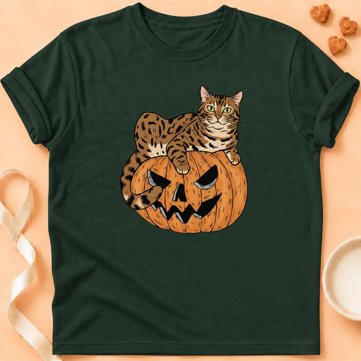 T-shirt chat Patoume – T-Shirt HalloBen – Vert sapin