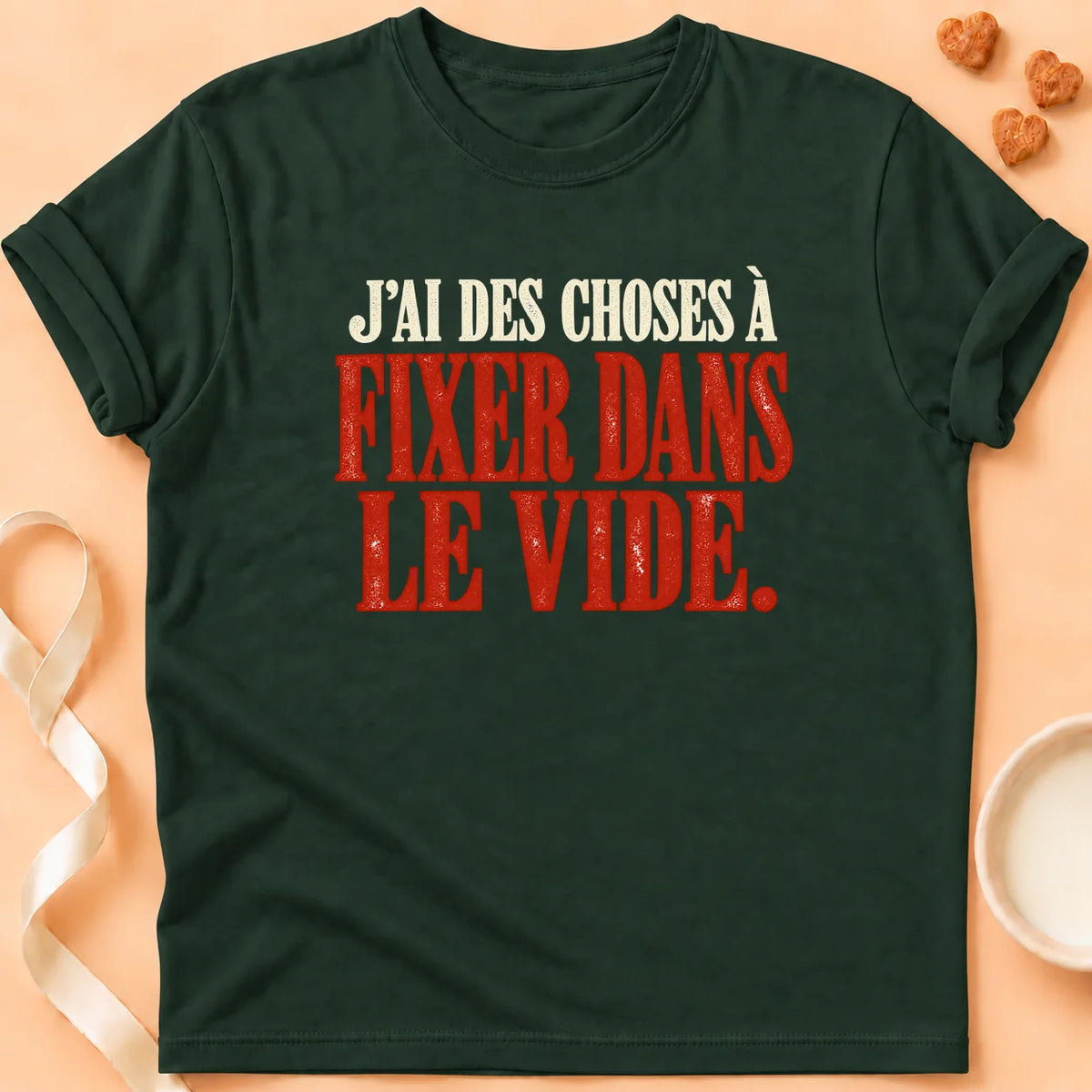 T-shirt chat Patoume – T-shirt Le vide – Vert sapin