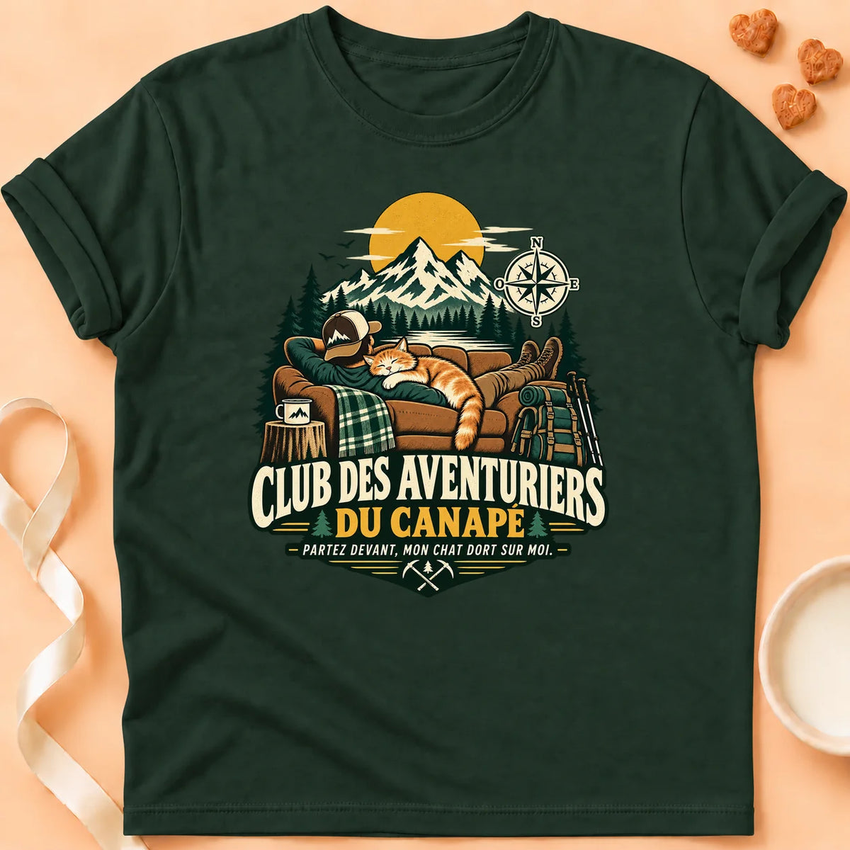 T-shirt chat Patoume – T-shirt Sur moi – Vert sapin