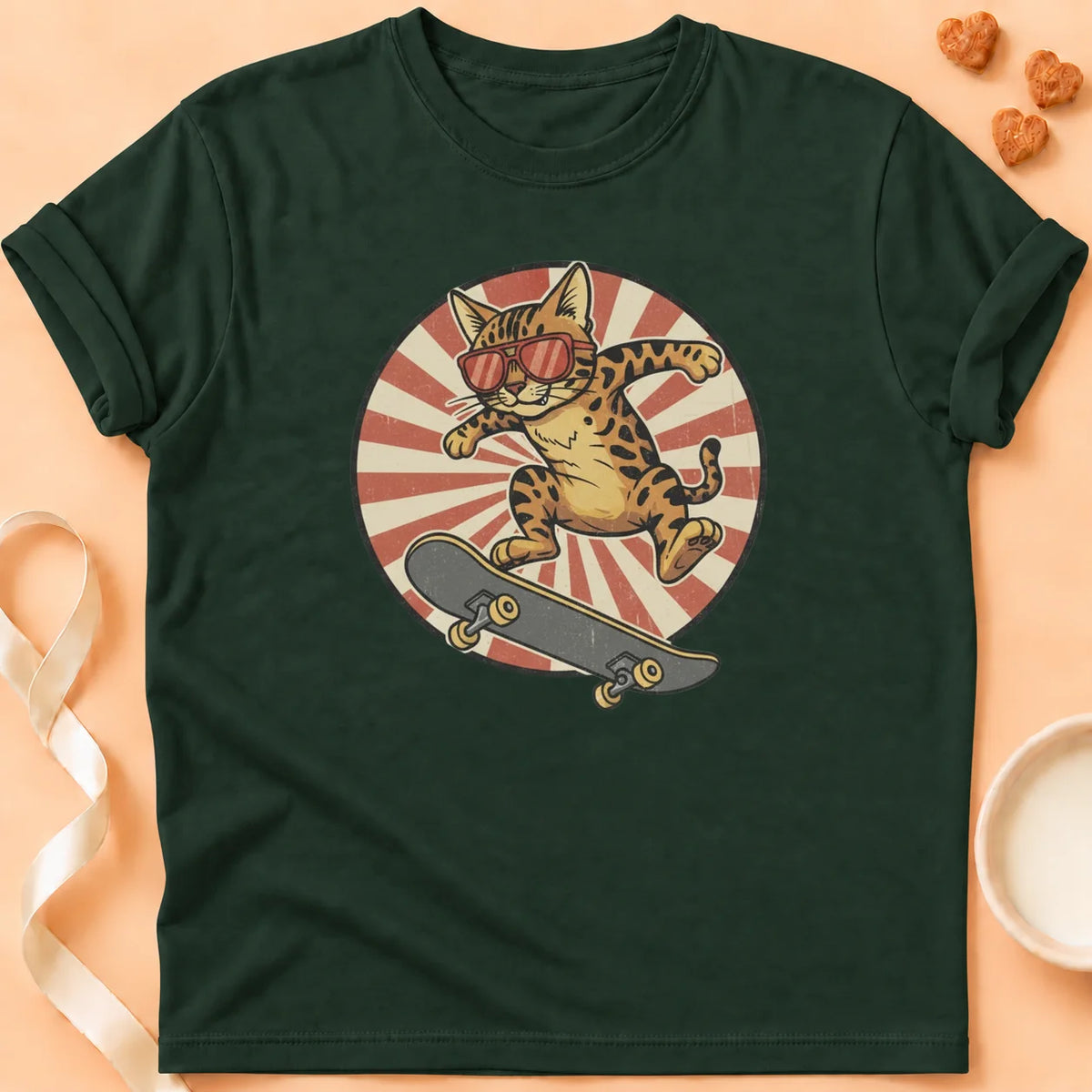 T-shirt chat Patoume – T-Shirt Skate – Vert sapin