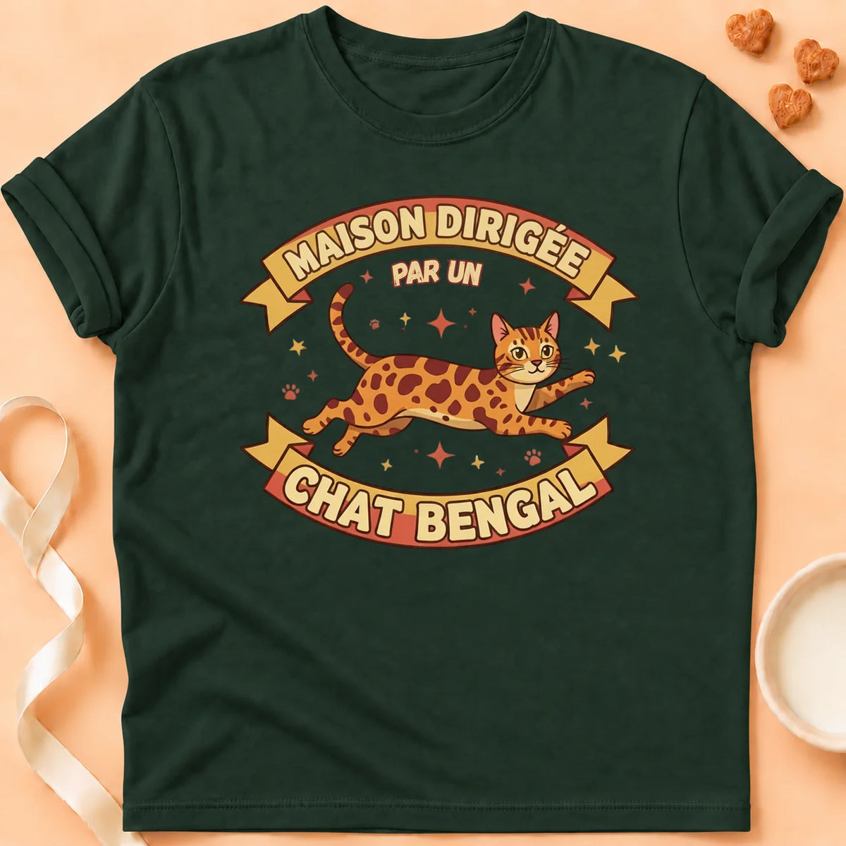 T-shirt chat Patoume – T-Shirt BenBen – Vert sapin